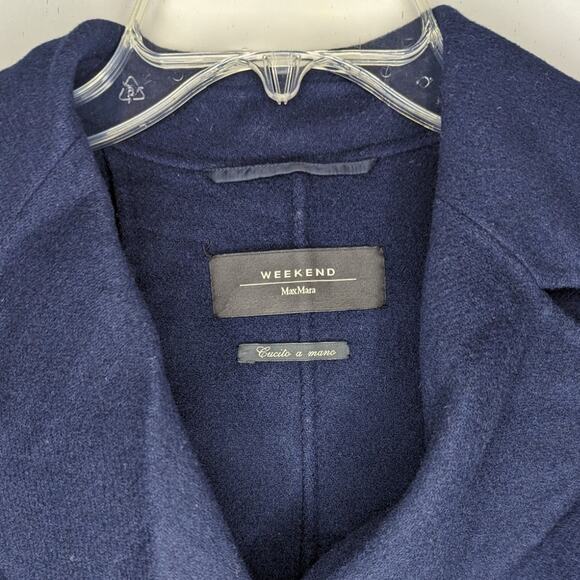 Weekend Max Mara Usuale Double-Breasted Wool-Blend Coat in Navy, Size 12 - Picture 8 of 11